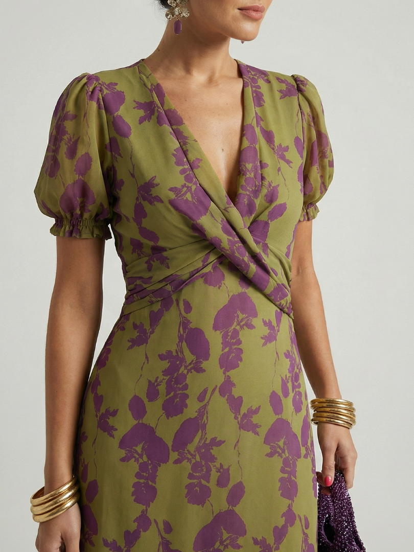 Emma | Floral Wrap Midi Dress