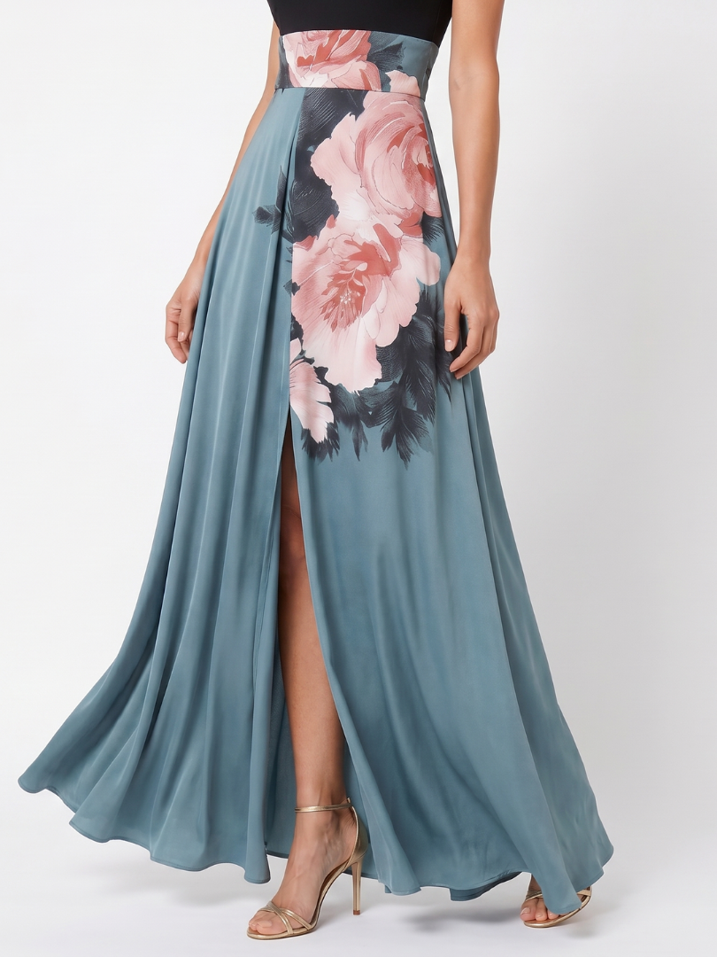 Dina | Halter Floral Slit Maxi Dress
