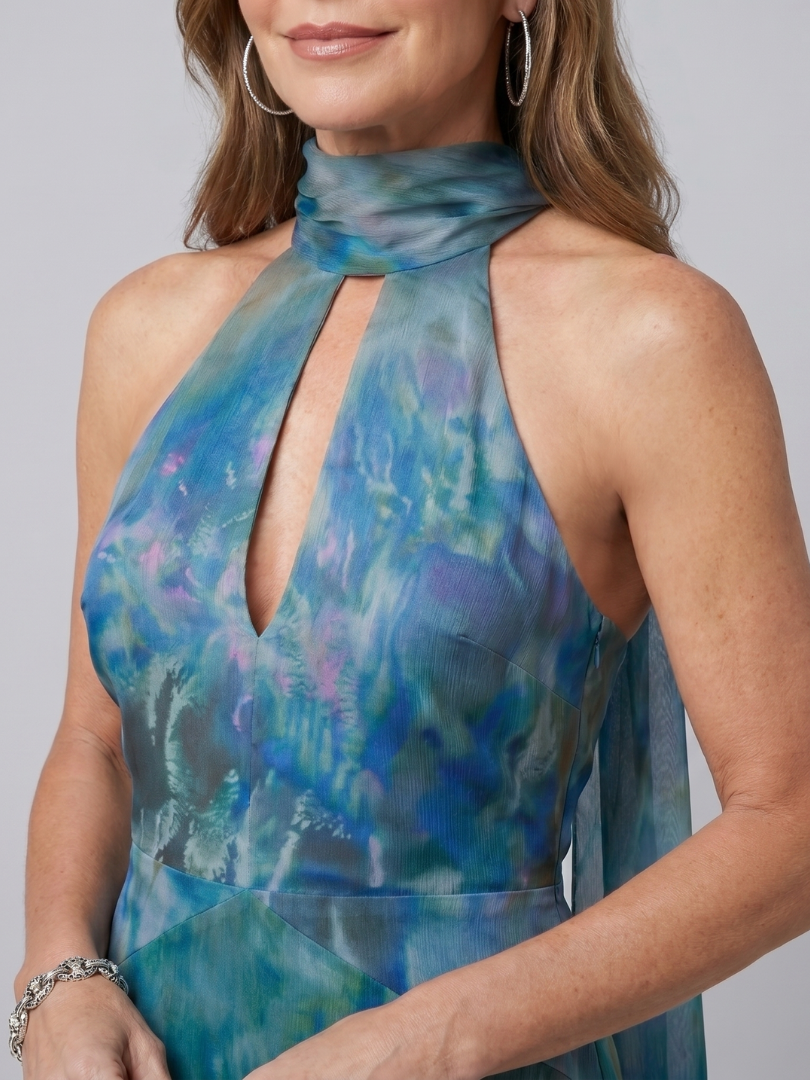 Eliza | Keyhole Halter Maxi Dress