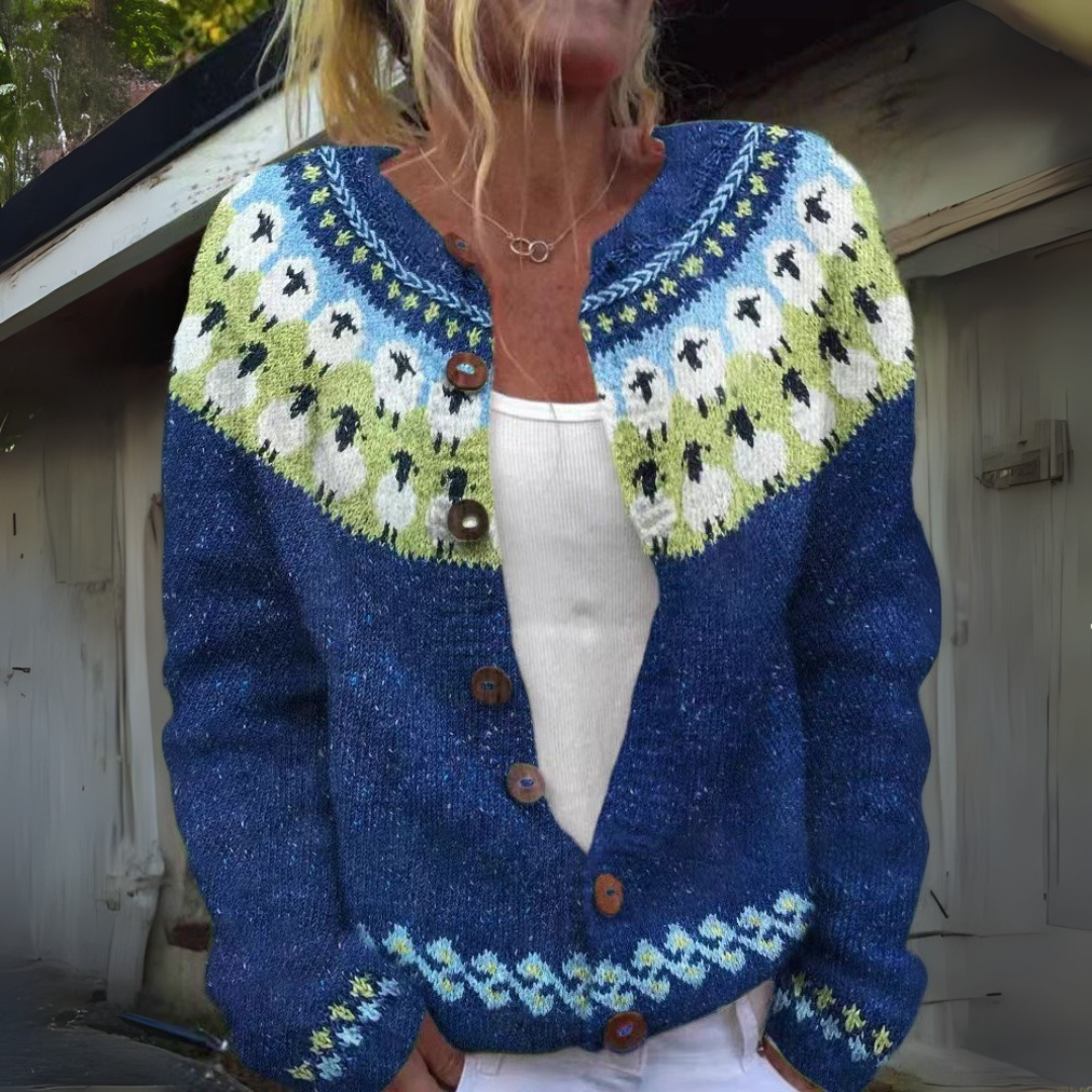 Petra | Colorful Yoke Knit Cardigan