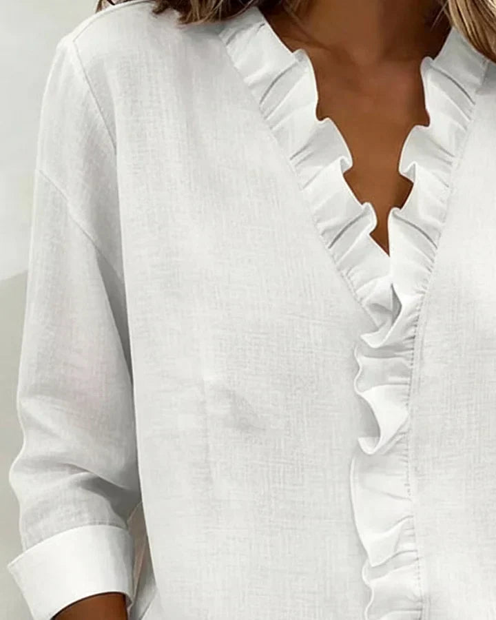 Susan | Ruffle V-Neck Blouse