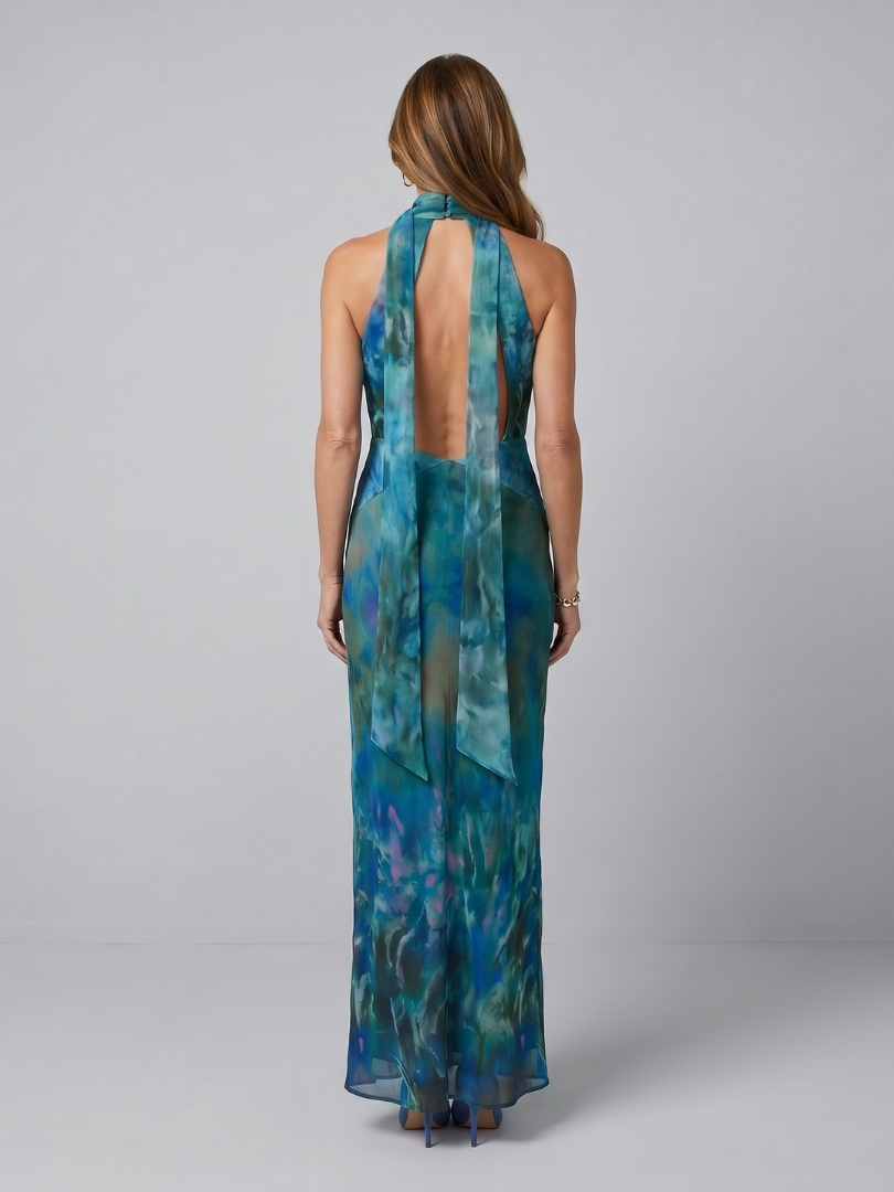 Eliza | Keyhole Halter Maxi Dress