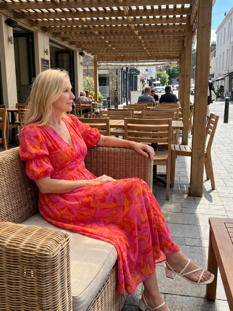 Zarelle | Puff Sleeve Floral Midi Dress