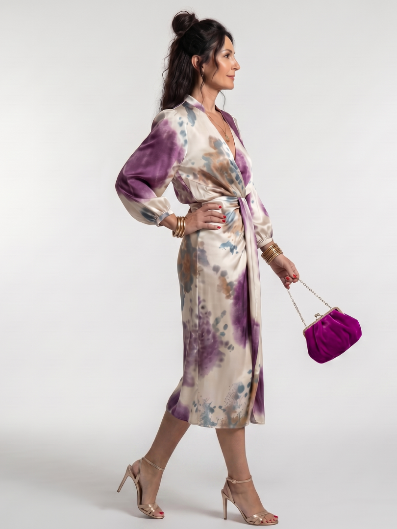 Valentina | Printed Tie Waist Midi Dress