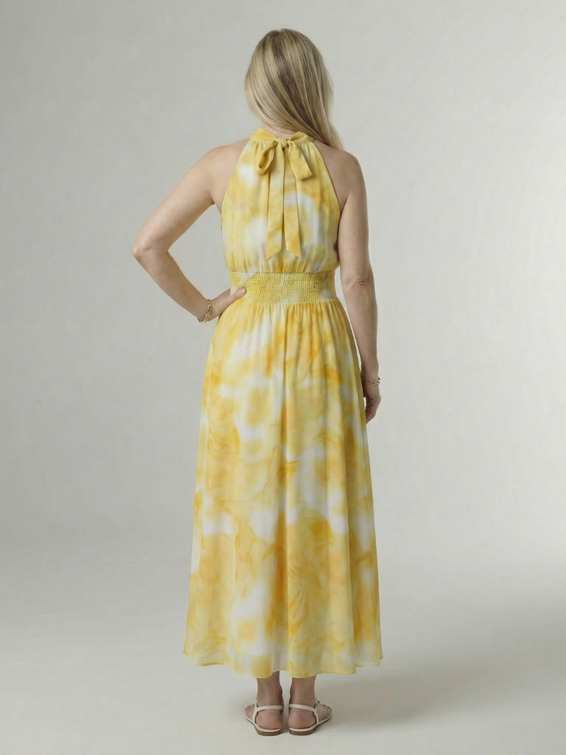 Elaine | Gathered Halter Midi Dress