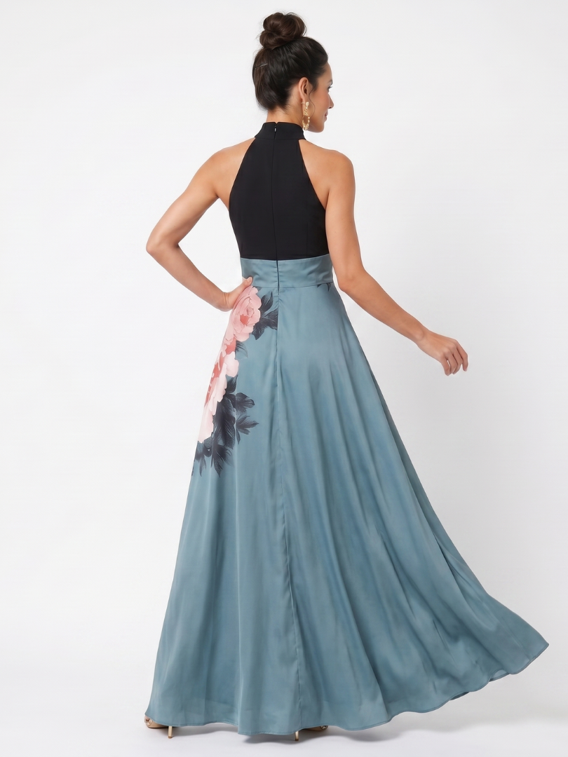 Dina | Halter Floral Slit Maxi Dress