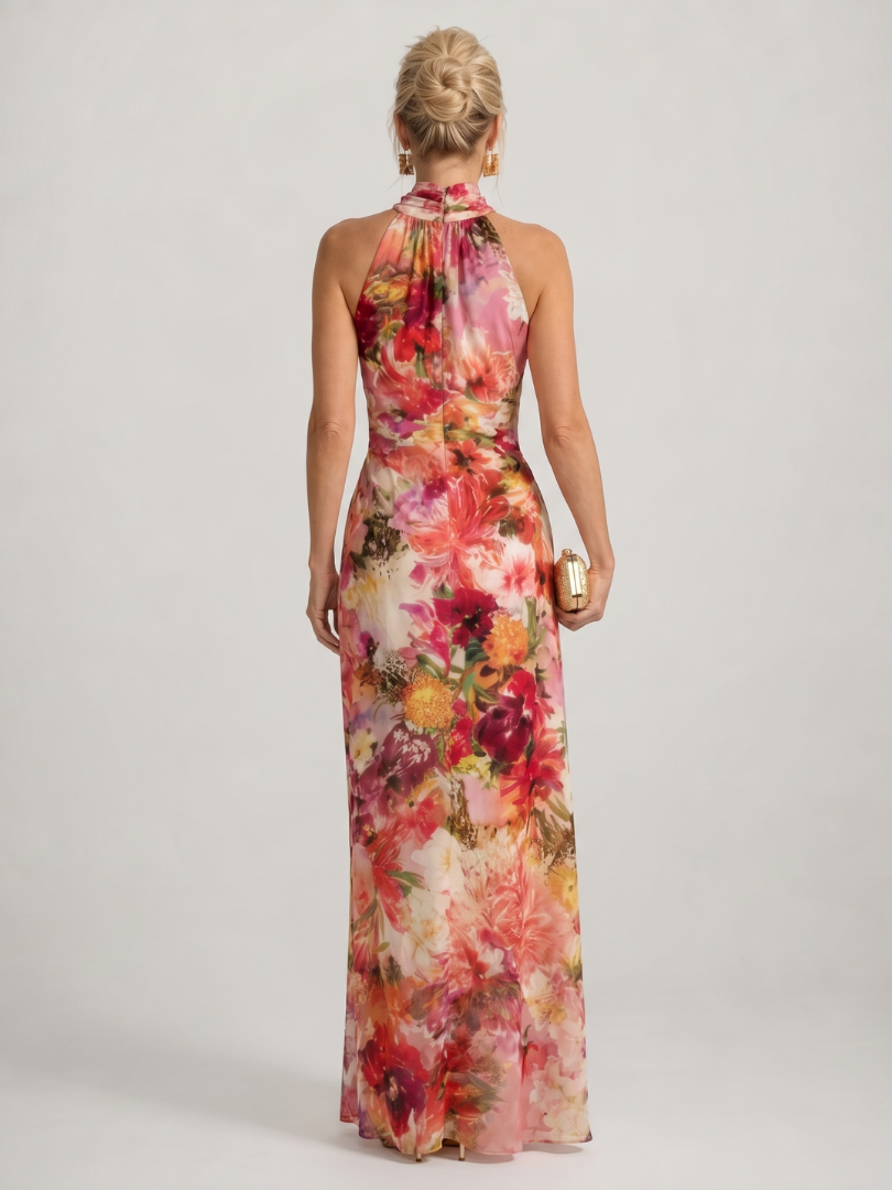 Elisabetta | Halter Floral Print Maxi Dress