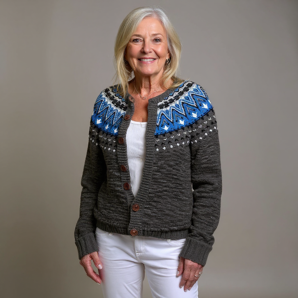 Ragna | Fair Isle Yoke Knit Cardigan