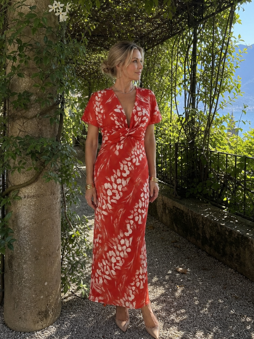 Astra | Twist Front Abstract Print Dress