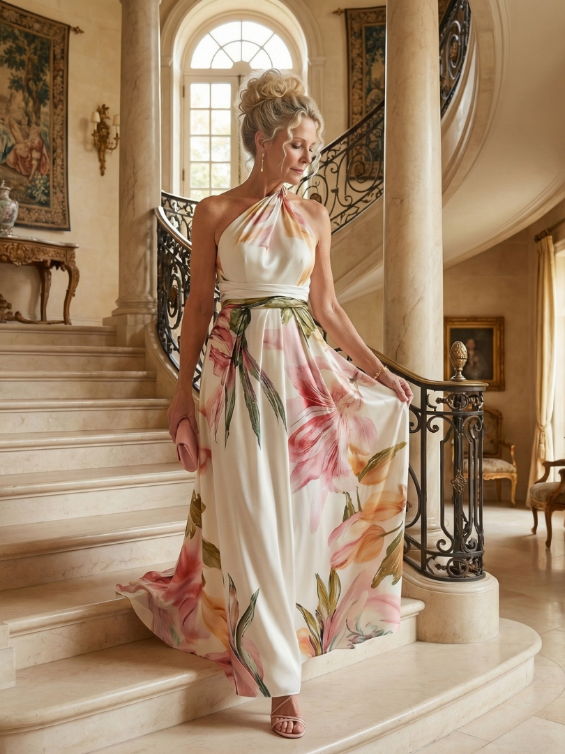 Amiel | Halter Floral Maxi Dress