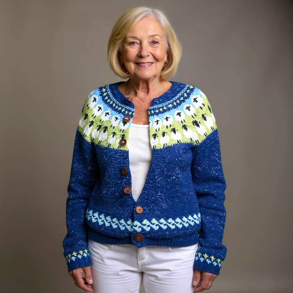 Petra | Colorful Yoke Knit Cardigan