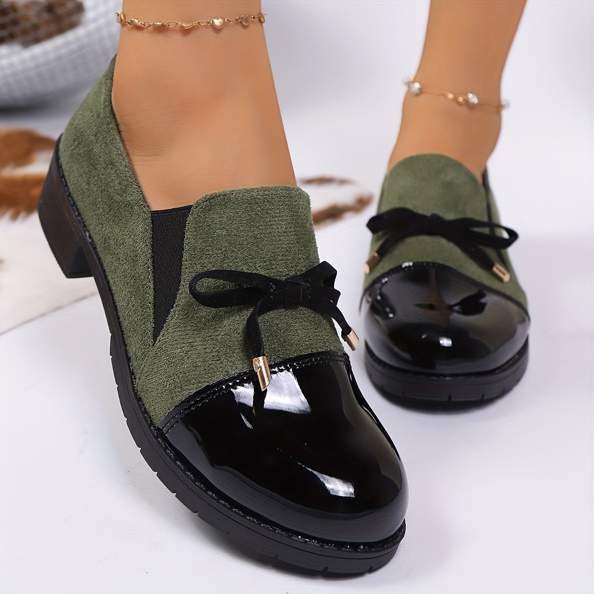 Hattie™ | Patent Toe Bow Loafers