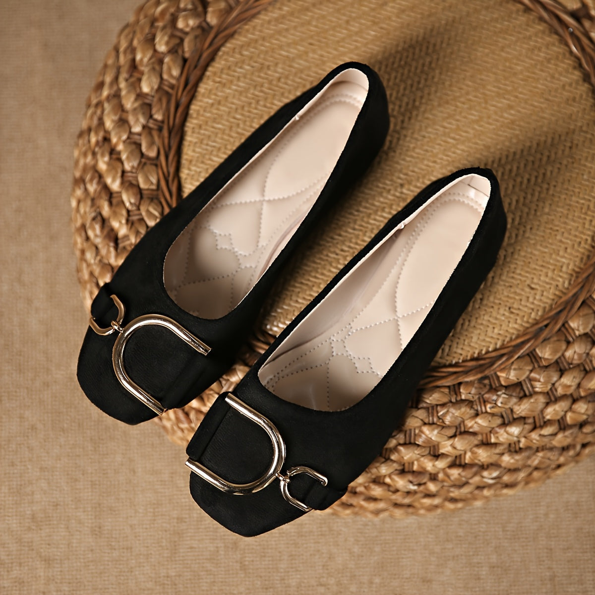 Iris™ | Square-Toe Buckle Ballet Flats
