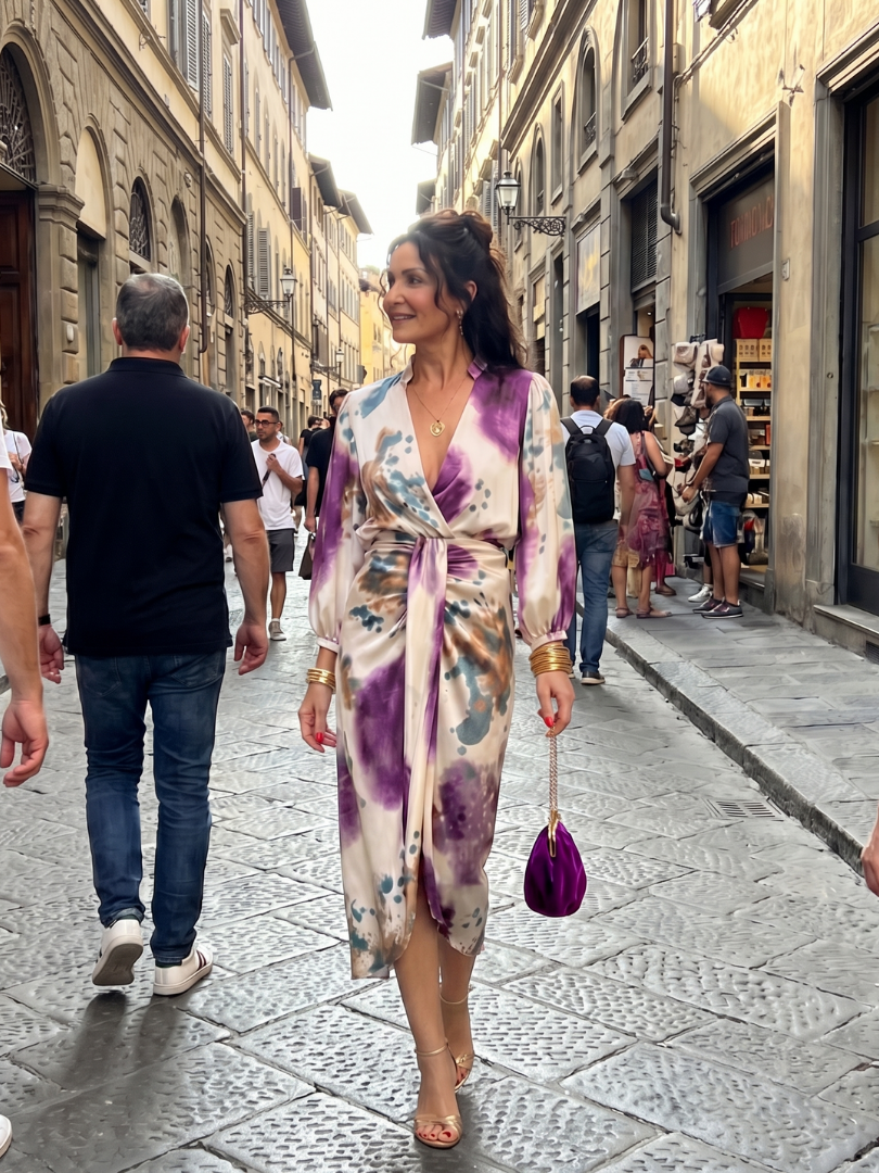 Valentina | Printed Tie Waist Midi Dress