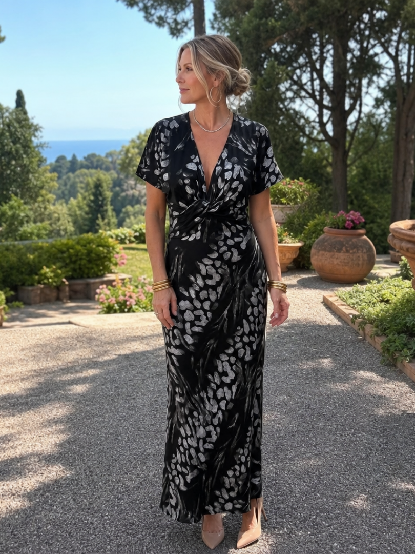Astra | Twist Front Abstract Print Dress
