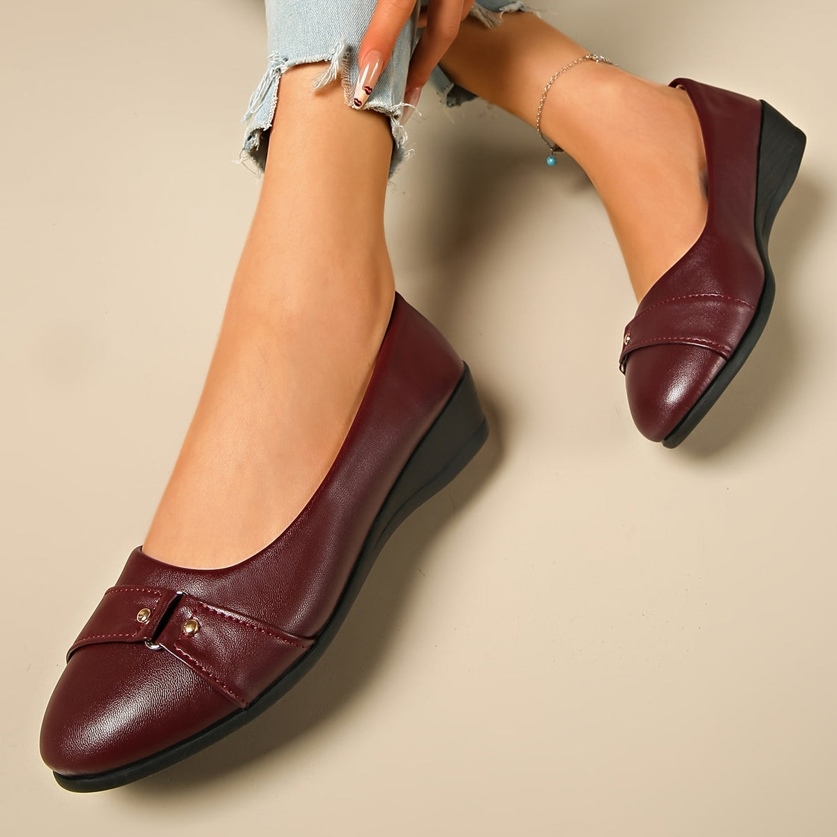 Cordelia™ | Buckle Detail Wedge Loafers