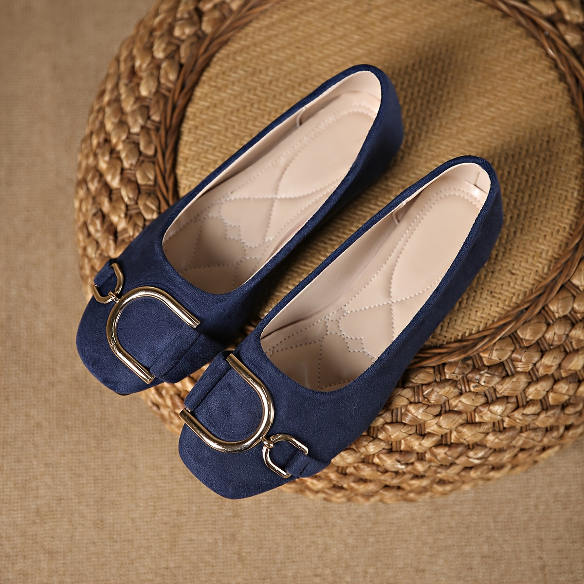 Iris™ | Square-Toe Buckle Ballet Flats