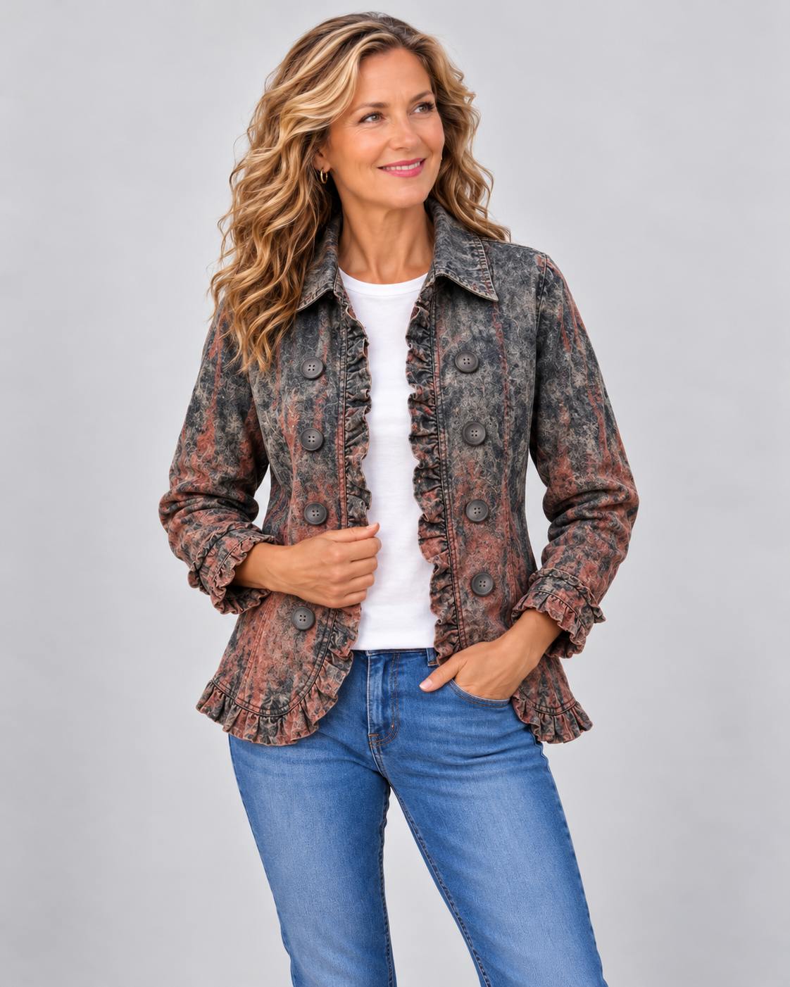 Jodie | Gradient Print Ruffle Jacket