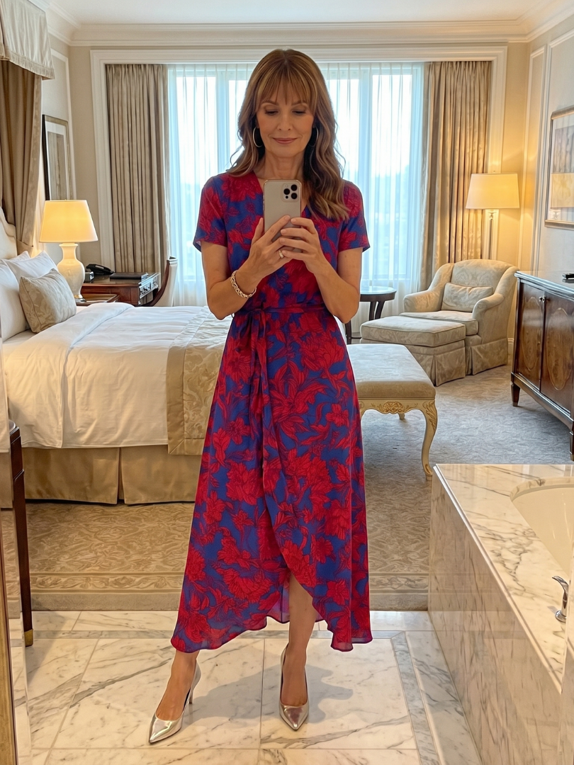 Priya | Short Sleeve Wrap Midi Dress