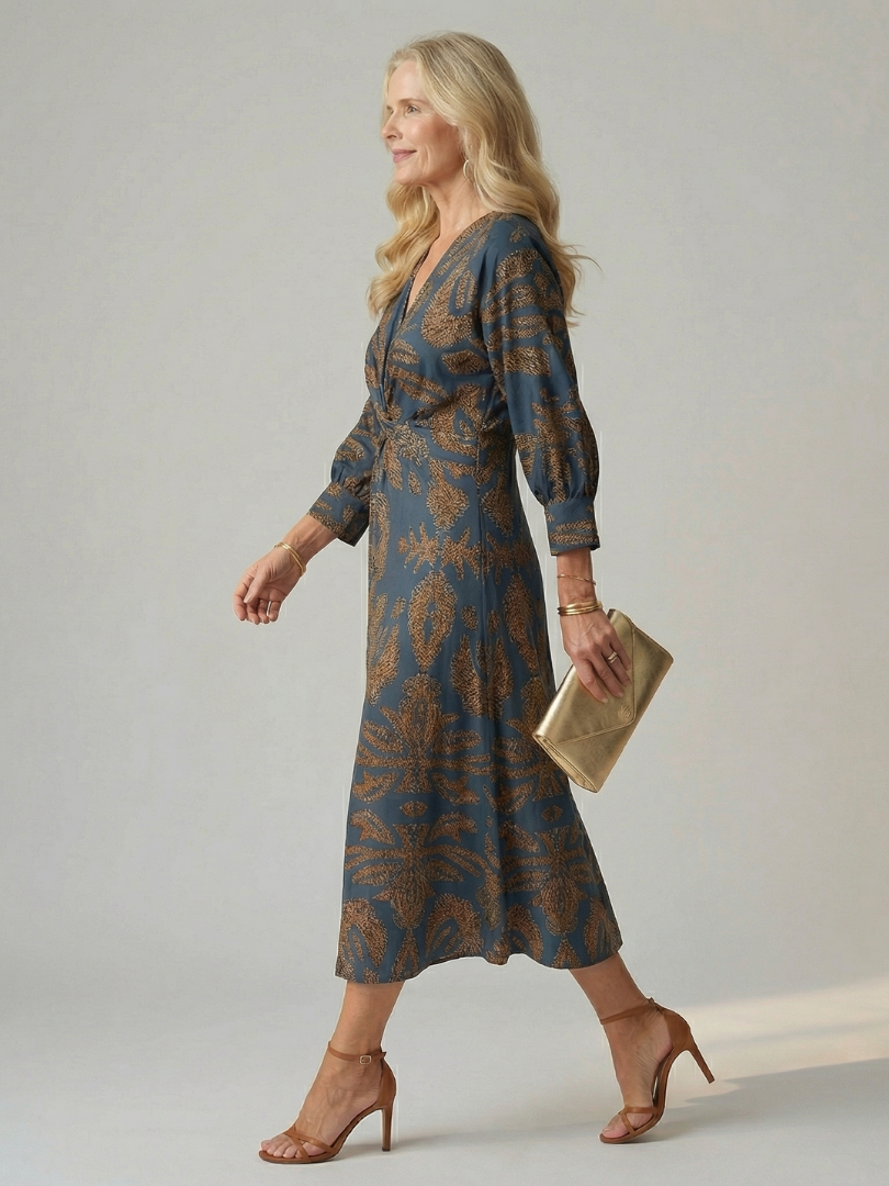 Lune | Patterned Wrap Midi Dress