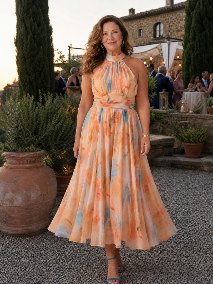 Elin | Gathered Halter Midi Dress