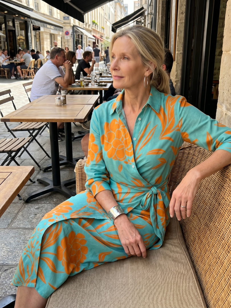Leya | Long Sleeve Collared Wrap Midi Dress