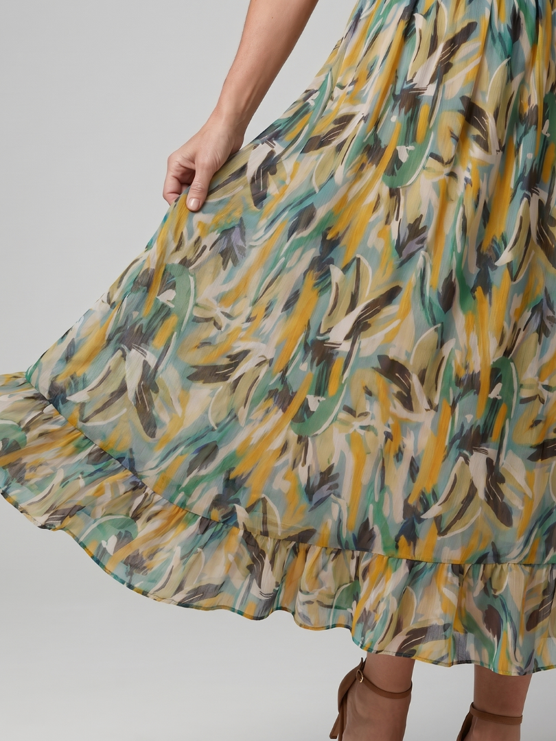 Deirdre | Ruffle Trim Strappy Midi Dress