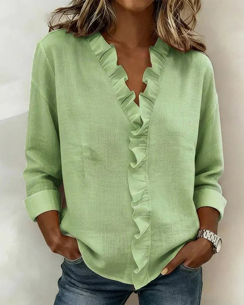 Susan | Ruffle V-Neck Blouse