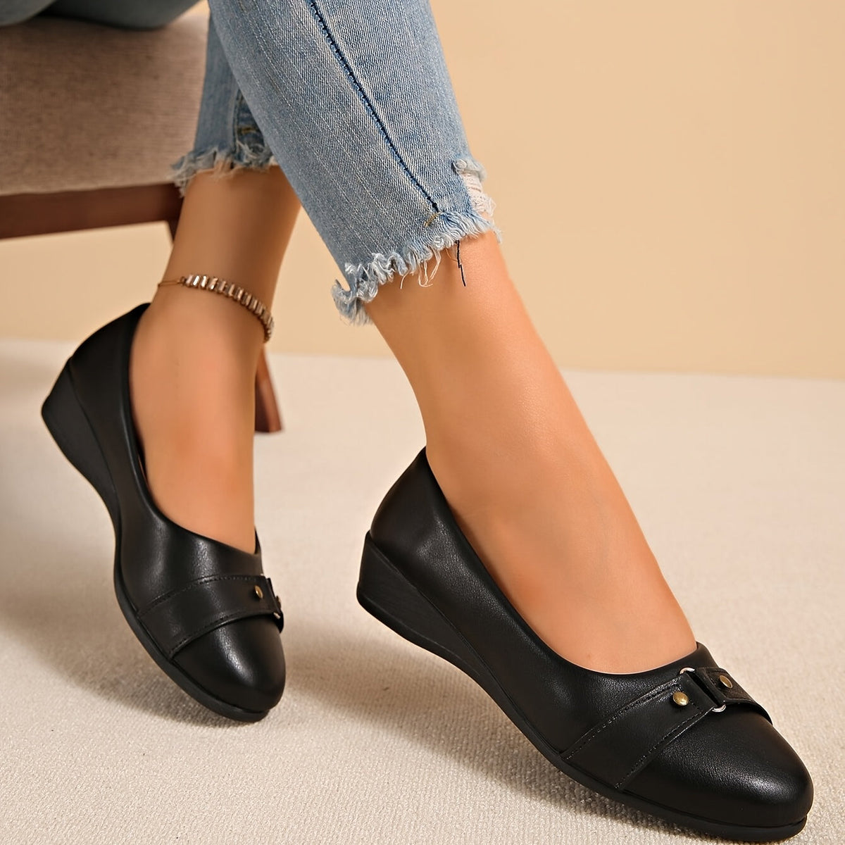 Cordelia™ | Buckle Detail Wedge Loafers