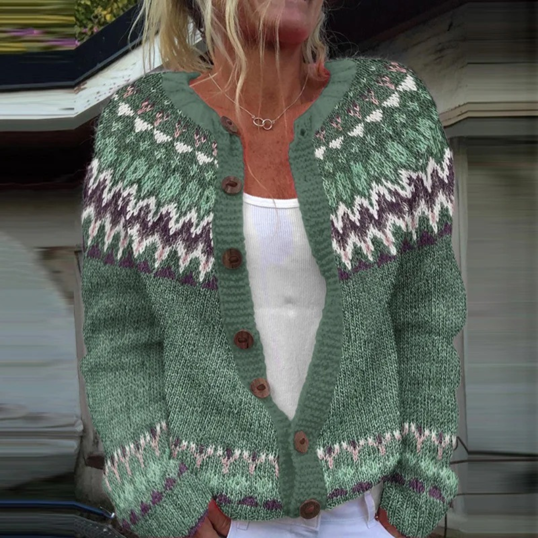 Odile | Fair Isle Yoke Cardigan