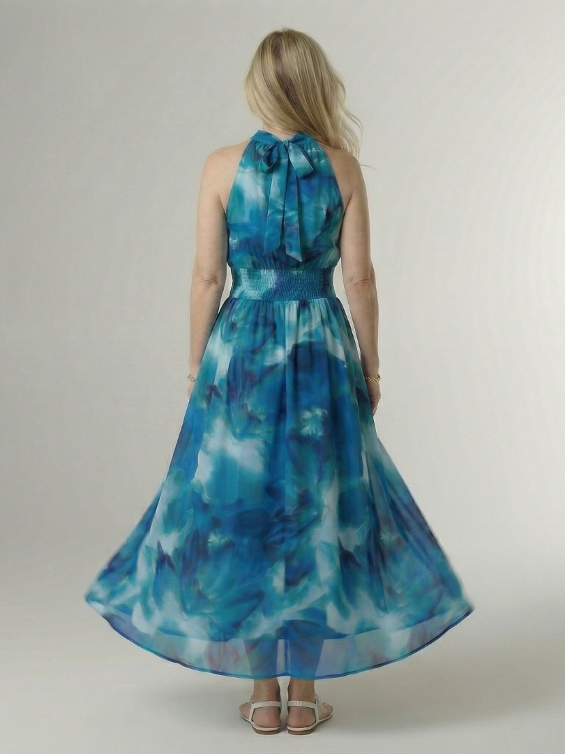 Elaine | Gathered Halter Midi Dress