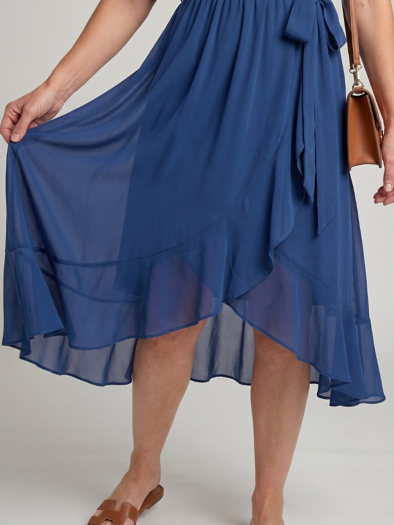 Keziah | Flutter Sleeve Wrap Midi Dress