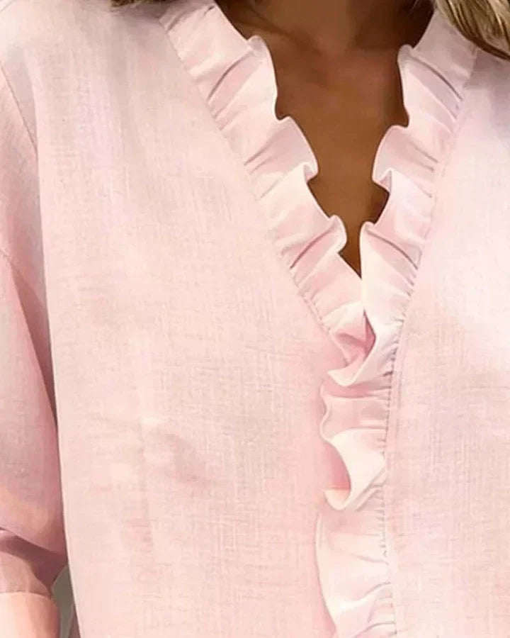 Susan | Ruffle V-Neck Blouse