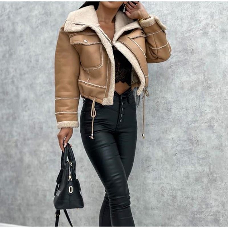 Audrey | Faux Leather Plush-Trim Jacket