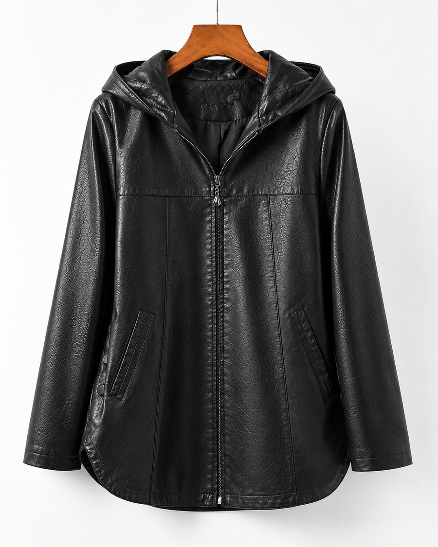 Avana Genuine Leather Hooded Jacket