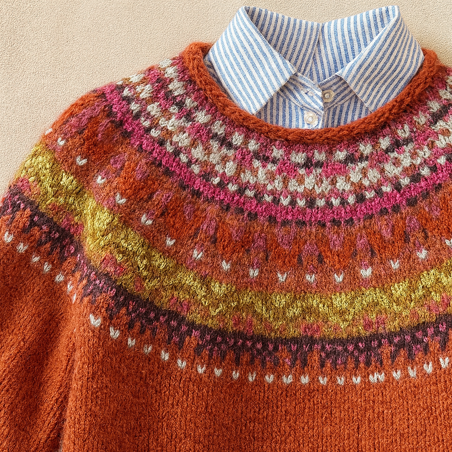 Simona | Red Nordic Knit Sweater