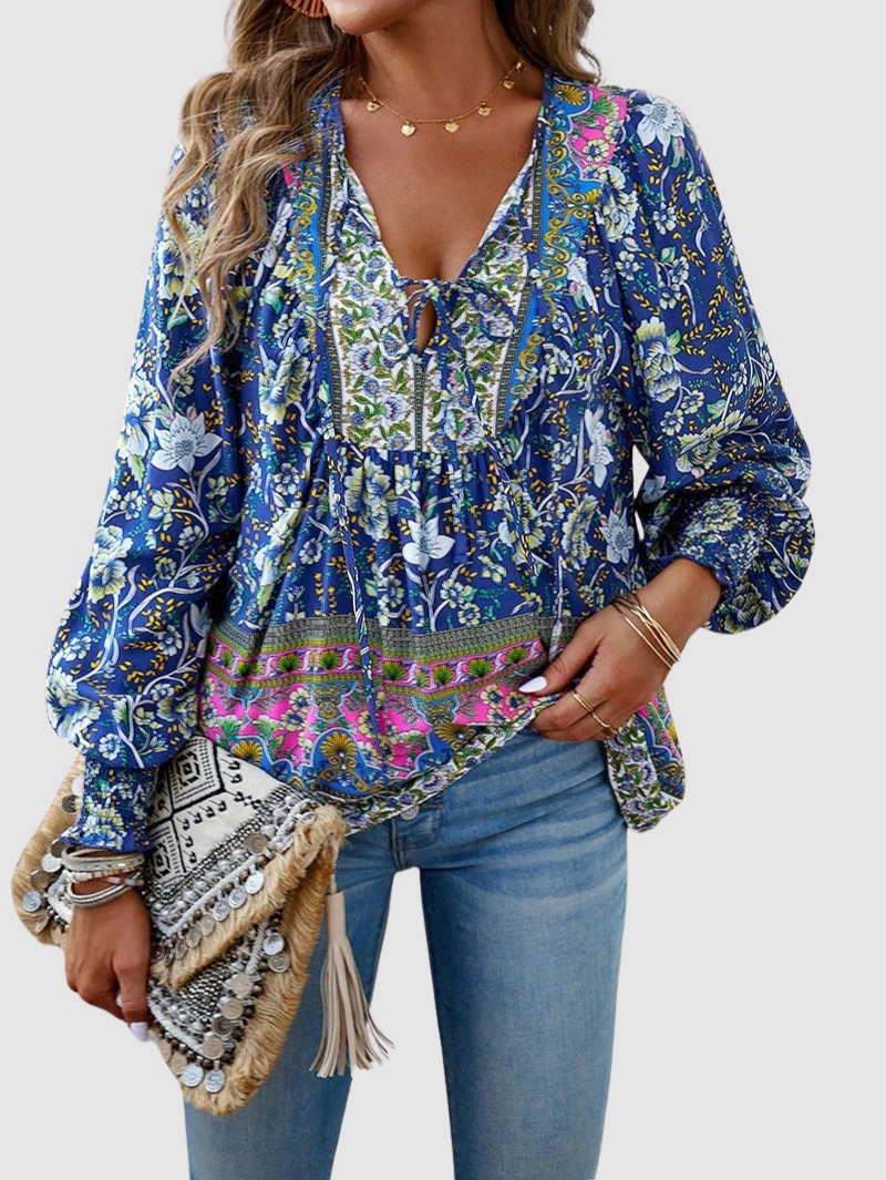 Audry | Floral Ruffle Cuff Blouse