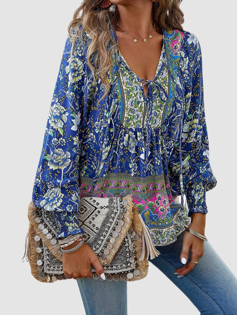 Audry | Floral Ruffle Cuff Blouse