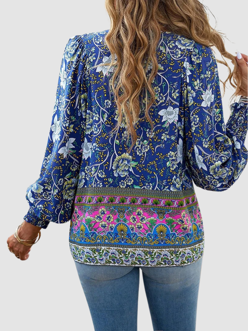 Audry | Floral Ruffle Cuff Blouse