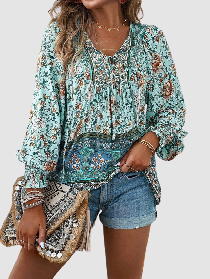 Audry | Floral Ruffle Cuff Blouse