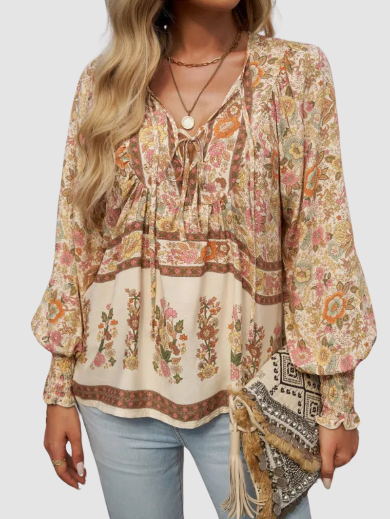 Audry | Floral Ruffle Cuff Blouse