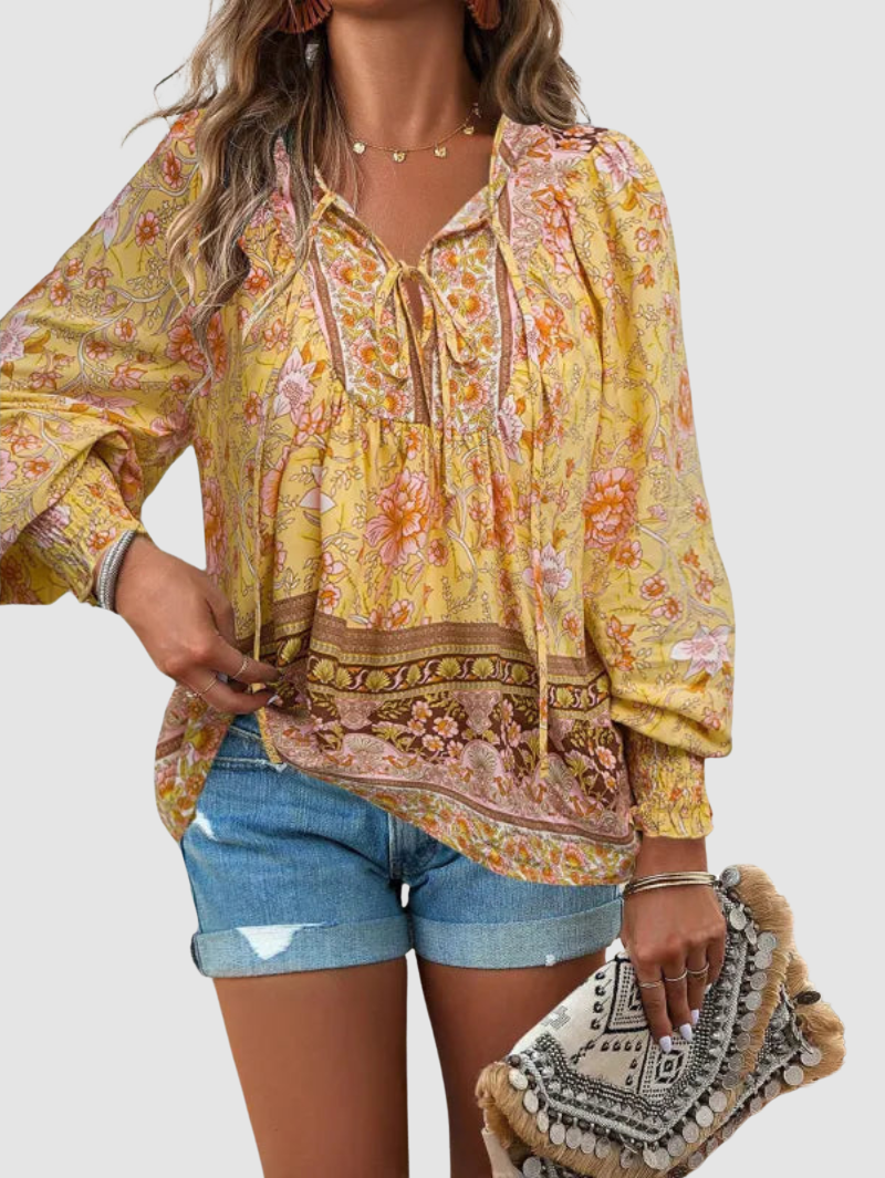 Audry | Floral Ruffle Cuff Blouse