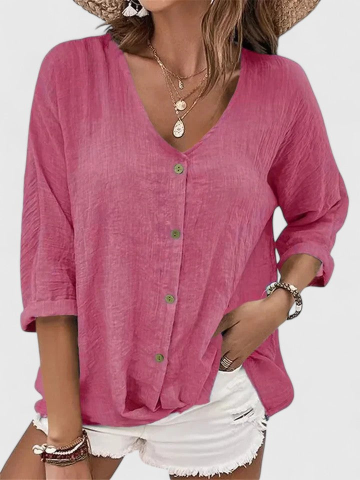 Kylie | V-Neck Button-Front Blouse