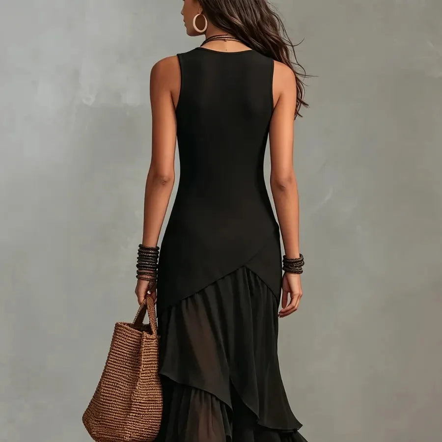 Evangelina | Black Ruffle Layered Dress