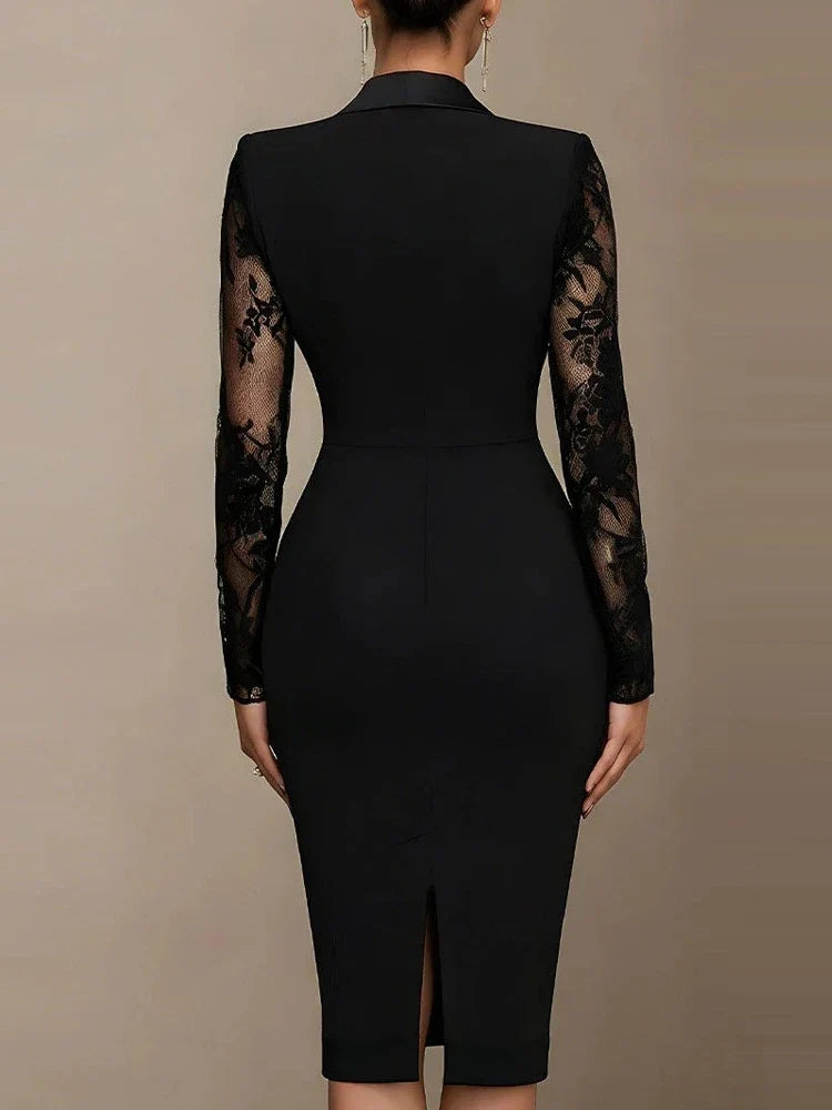 Seraphina | Black Lace V-Neck Dress
