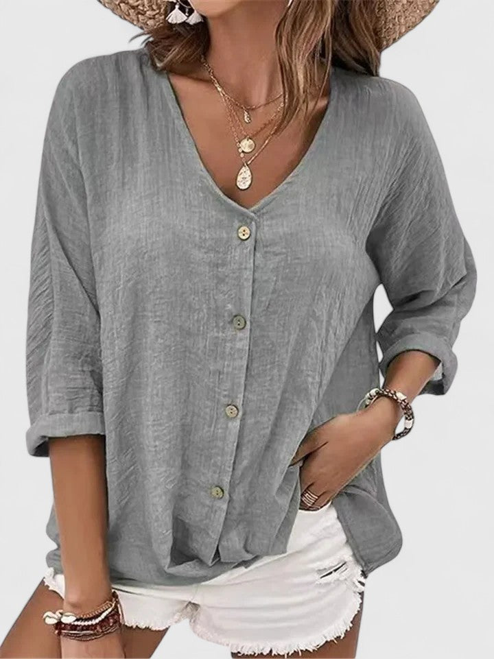 Kylie | V-Neck Button-Front Blouse