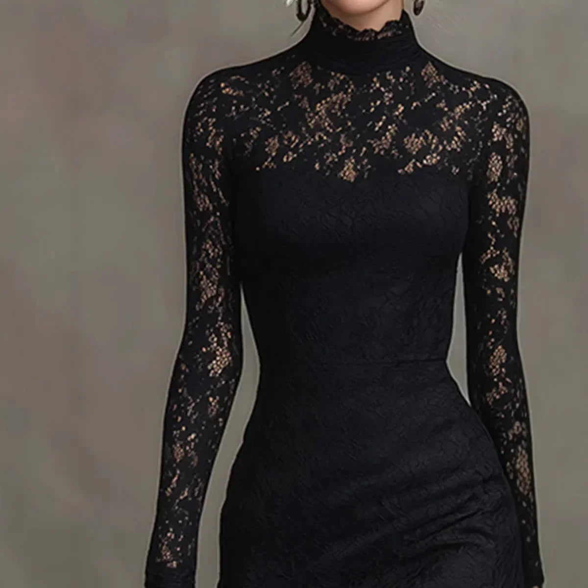 Arabella | Black Mock Neck Evening Dress