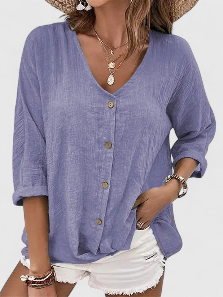 Kylie | V-Neck Button-Front Blouse