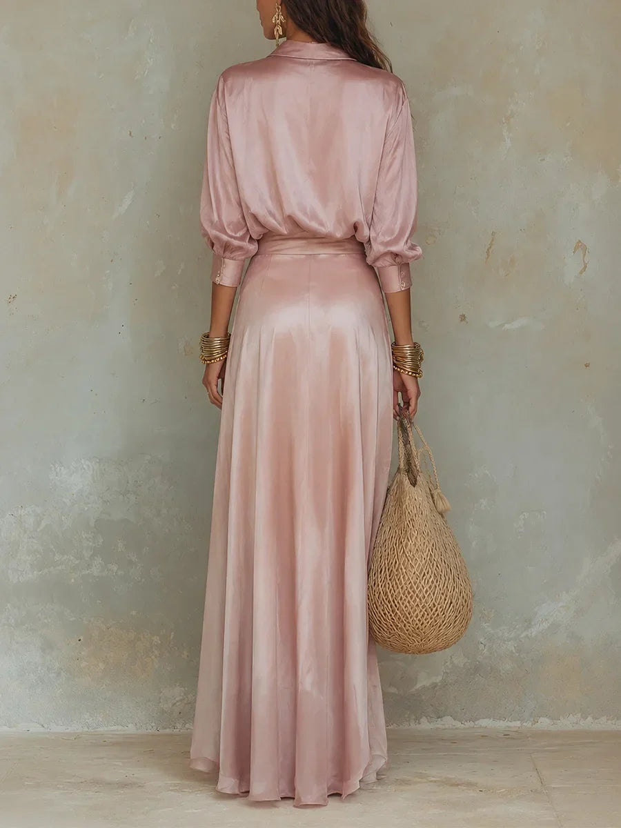 Rosalind | Two-Piece Button Shirt Maxi Skirt Set