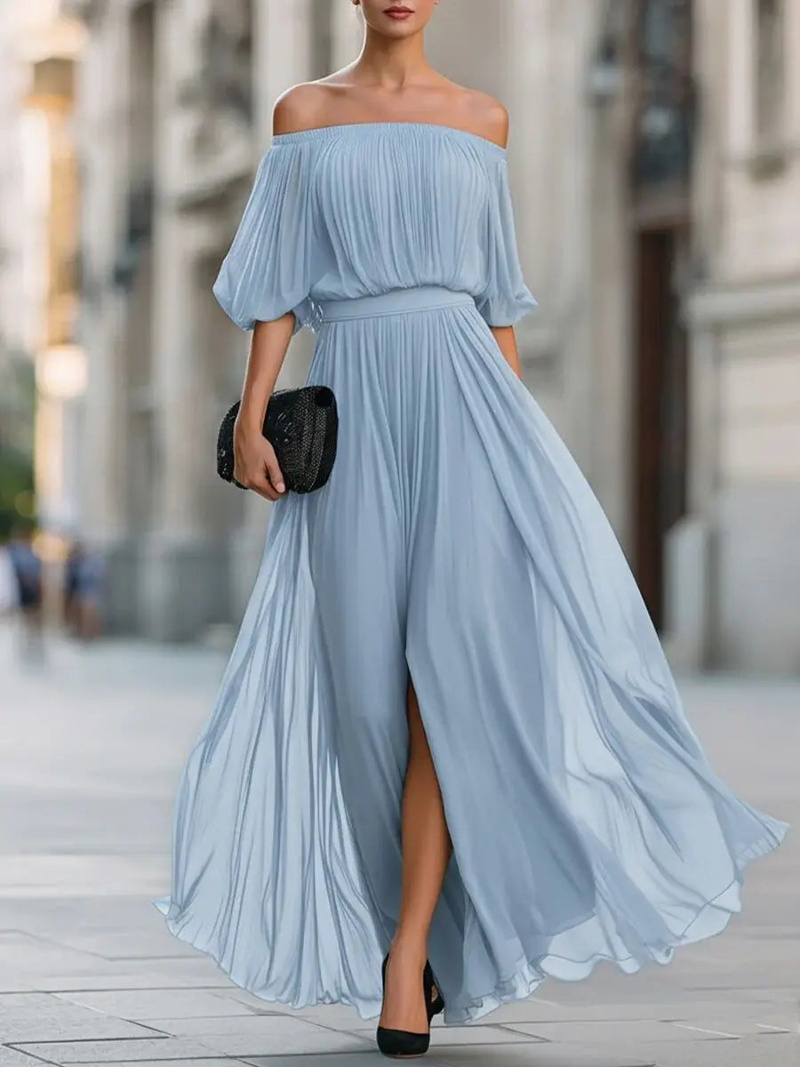 Genevieve | Off-Shoulder Ruched Skirt Dress